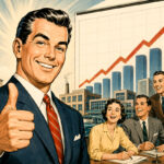 A cartoon depicting a 1950s-style successful businessman.