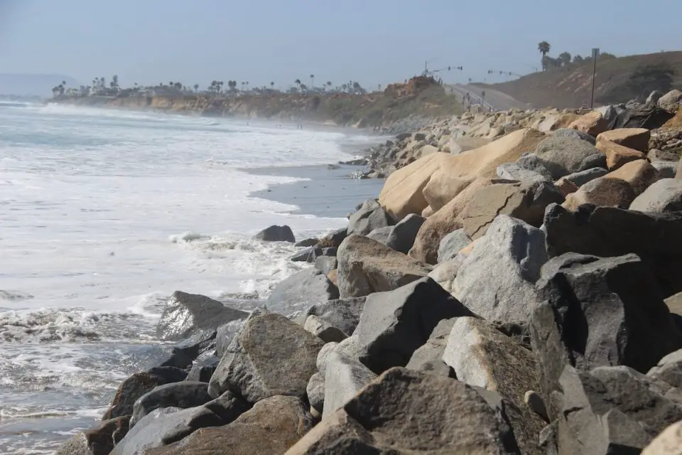 Rock wall revetment in Carlsbad