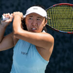 Alyssa Ahn, a Torrey Pines High School graduate and Stanford standout, competes during the SoCal Pro Series finale at Rancho Santa Fe Tennis Club. Photo by Rachel Scalera/USTA SoCal