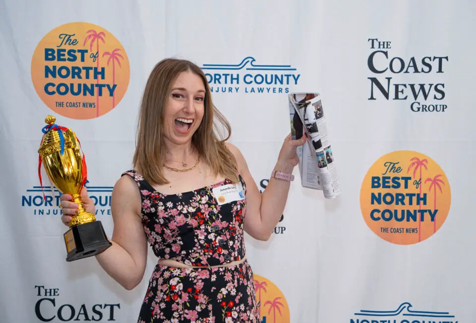 Amanda Levy, founder of Levy Audiology in San Marcos, celebrates at the Best of North County awards event.