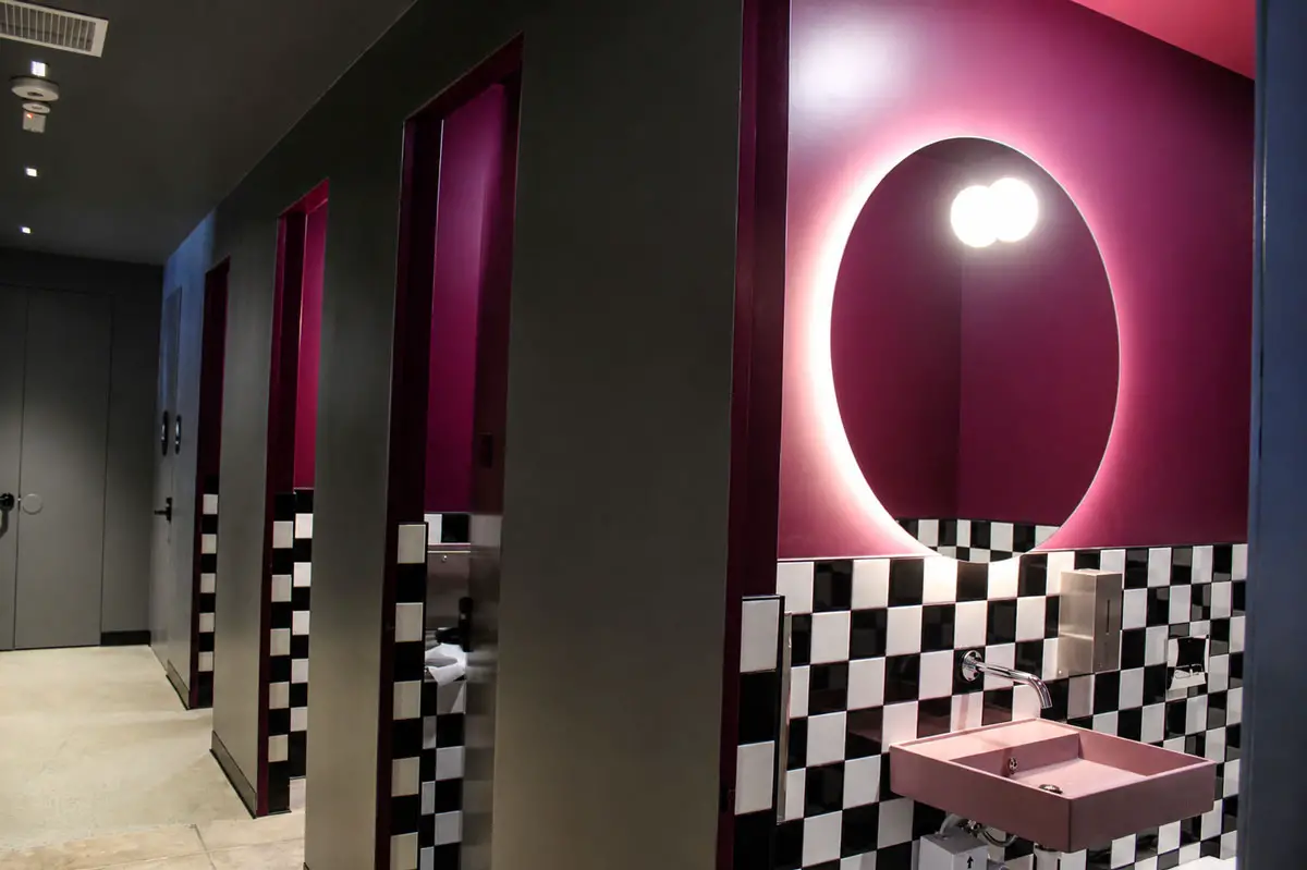 The first phase of renovations at Oceanside's historic Sunshine Brooks Theater expanded restroom capacity from two to six new all-gender restrooms. Photo by Samantha Nelson
