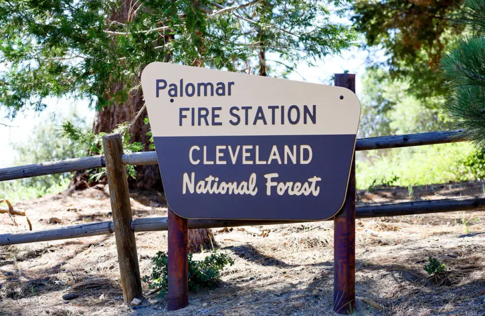 A sign for Palomar Fire Station in the Cleveland National Forest.
