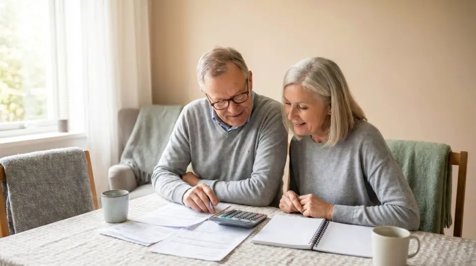 Older couple managing their finances at home as they transition to digital banking in San Diego.