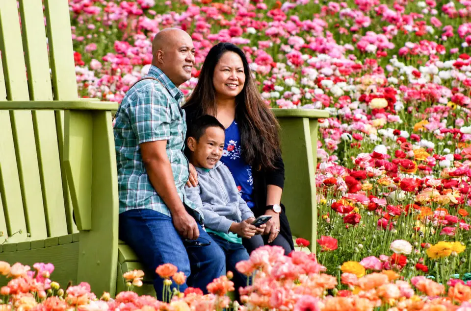 A family gathers for a portrait at The Flower Fields, one of Carlsbad's popular family-friendly destinations. File photo/Steve Puterski