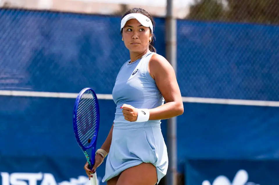 Katherine Hui, a San Diego native and Santa Fe Christian School graduate, continues her comeback after wrist surgery. Photo by Jon Mulvey/USTA SoCal