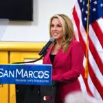 San Marcos Mayor Rebecca Jones delivers the 2026 State of the City address on July 29 at the San Marcos Senior Center. Photo by Leo Place