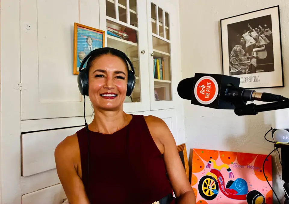 Michelle May, founder of Viridian Productions, during an interview for the Lick the Plate radio show. Photo by David Boylan