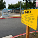A notice of project application for campus upgrades on July 21 at Pacific Rim Elementary School in Carlsbad. Photo by Cameron Adams