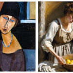 At left, Modigliani’s traditional painting "Window to the Soul” carries more emotion and soul as well as paint luminosity and texture as a traditional painting. At right, Bob Coletti’s AI image, "Maiden Washing Lemons,” which looks nice but struggles to show emotion. Courtesy photo/Bob Coletti