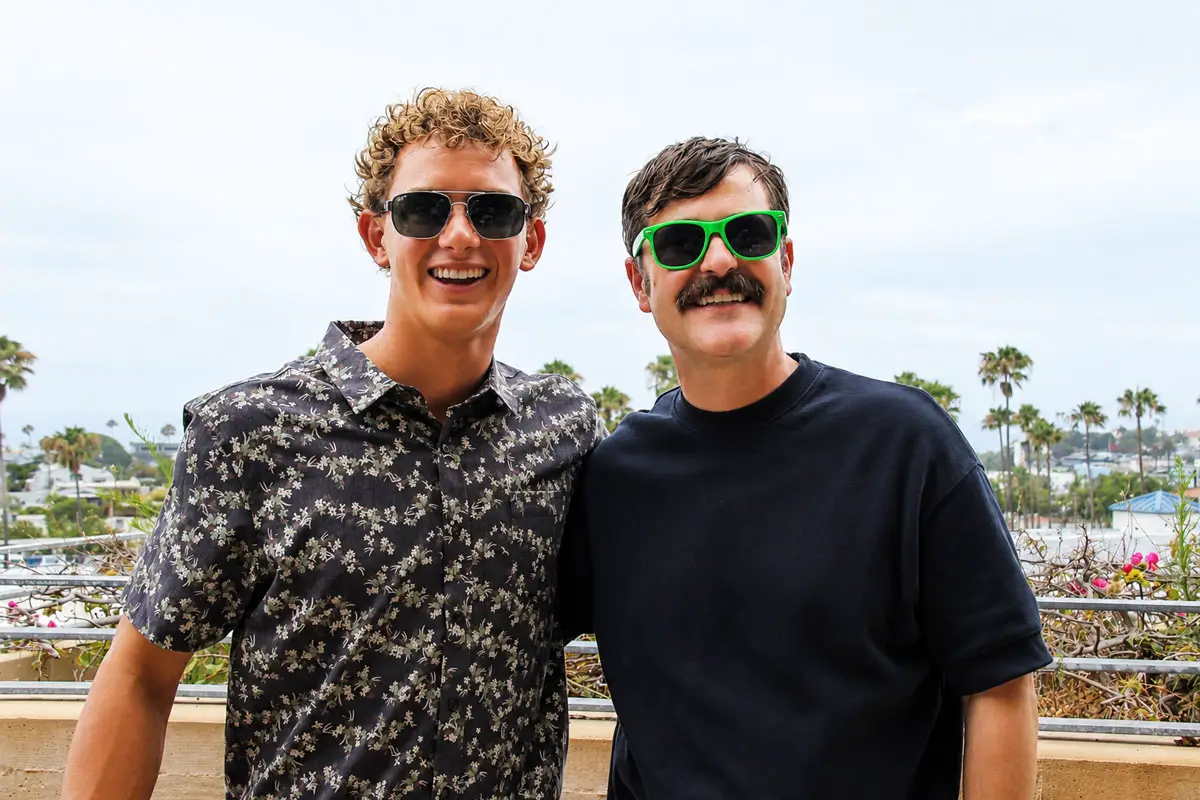 Quade Kelley, first-place winner of The Coast News Teen Writing Contest, and Jordan P. Ingram, managing editor of The Coast News, on July 9 at the Encinitas Library. Photo by Jordan P. Ingram