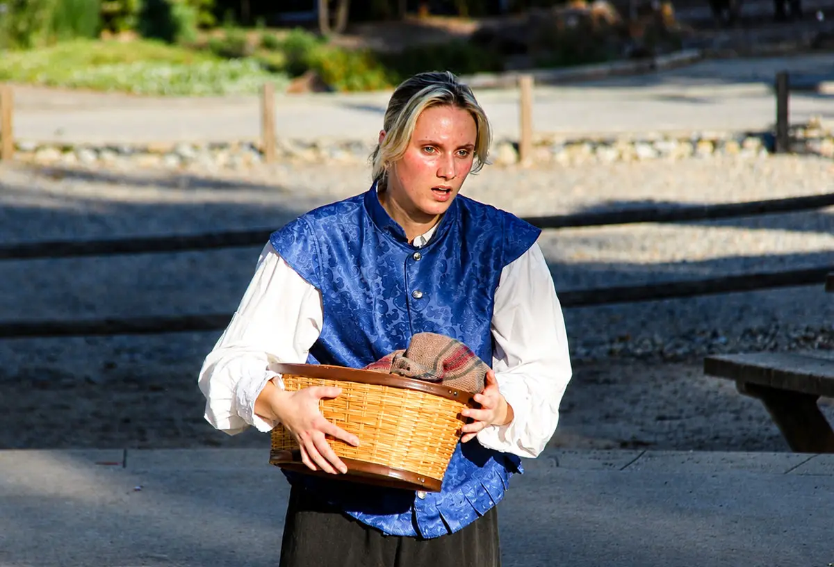 Bex Balsdon portrays Antigonus during the North Coast Repertory Theatre School's July 16 performance of "The Winter's Tale" at the Olivenhain Meeting Hall. Photo by Leo Place