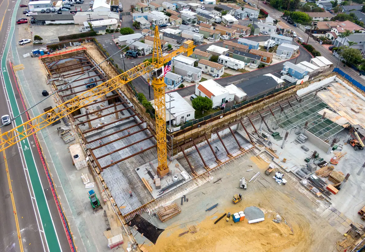 Construction is underway on The Captain, the mixed-use redevelopment of the former Captain Keno's property along North Coast Highway 101 in Leucadia. A Coast News analysis found the project significantly increased the property's assessed value and annual property tax contribution while also examining the estimated long-term municipal expenditures associated with new housing development. Courtesy photo