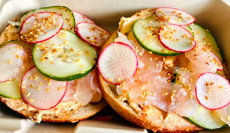 Smoked Fish Toast at Leucadia’s New Wave Bagel, now featuring an expanded sandwich menu thanks to greater kitchen capabilities. Photo by David Boylan