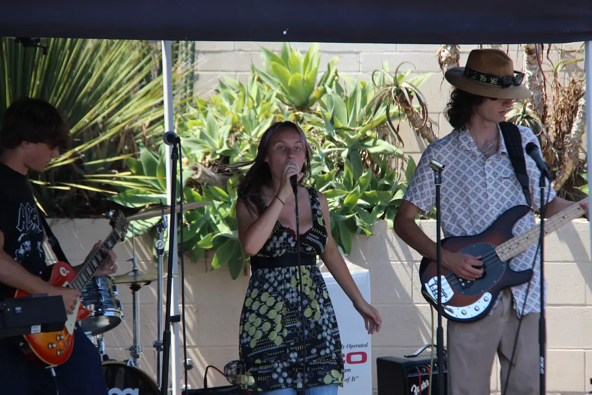 A School of Rock band plays LeucadiART Walk. Photo by Cameron Adams