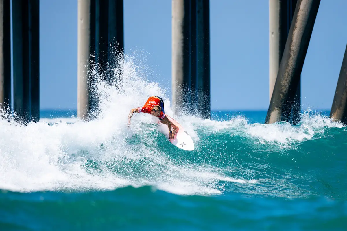 Jake Marshall of Encinitas competes during the semifinals of the Lexus U.S. Open of Surfing on Aug. 2 in Huntington Beach. Marshall went on to win the event, earning his first World Surf League victory.