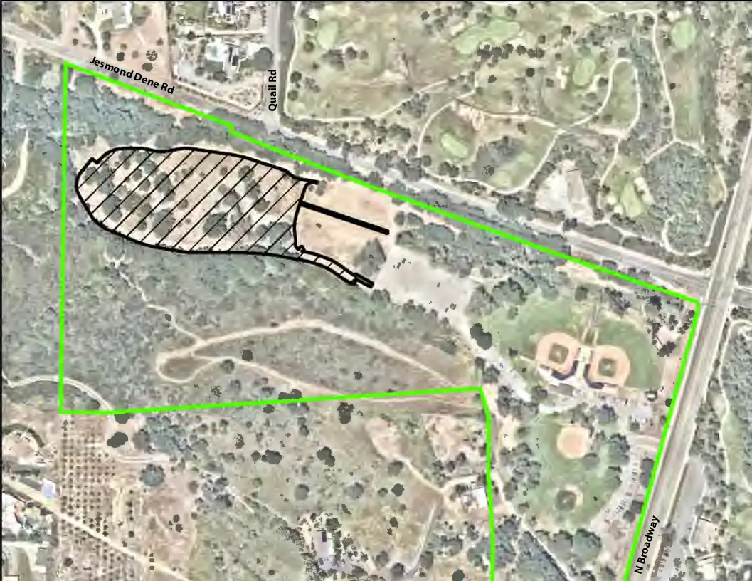 This map shows the general area where the John Masson Memorial Bike Park will be constructed at Jesmond Dene Park. Courtesy photo