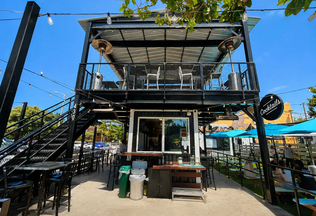 One of two restaurants operating out of shipping containers at the proposed Carlsbad Village Square development site at Carlsbad Village Drive and State Street. Photo by Cameron Adams