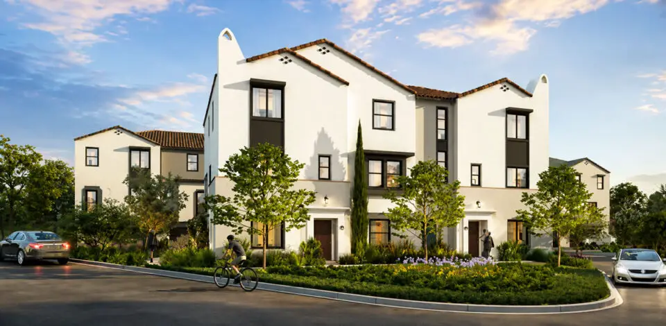a rendering shows the proposed Hill Valley Escondido development, which would bring up to 126 for-sale townhomes to a vacant property near the Escondido-San Marcos border. Courtesy image