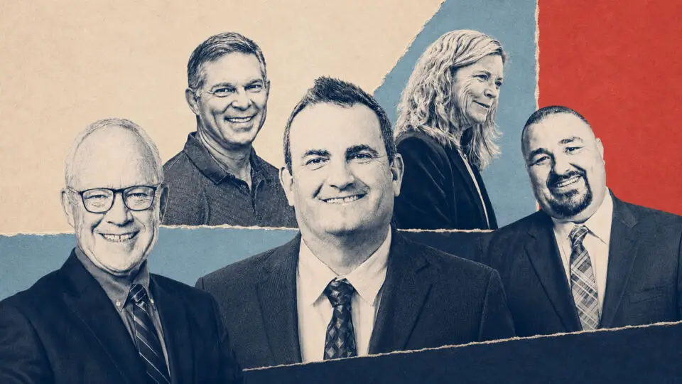 Election 2026: Local candidates Bruce Ehlers, Keith Blackburn, Mike Sannella, Terry Gaasterland and Joe Garcia. The Coast News graphic