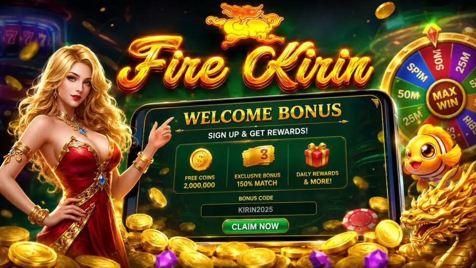 Mobile gaming screen representing Fire Kirin sign up bonus codes and welcome credits