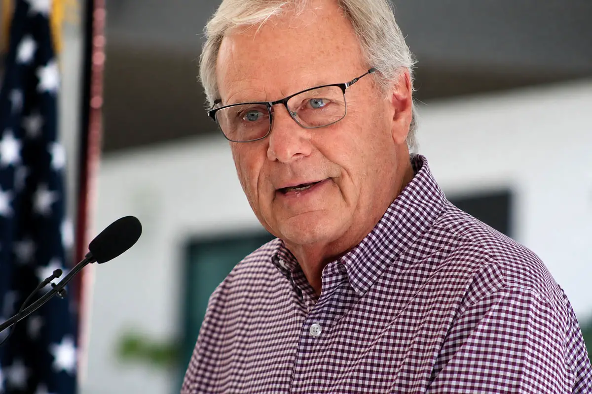 San Diego County Supervisor Jim Desmond speaks during the July 30 celebration marking the opening of Mirasol Meadows and the groundbreaking of Brookview Senior Villas in Fallbrook. Photo by Samantha Nelson
