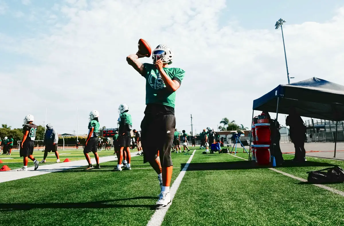 Oceanside High School football players take part in a summer practice ahead of the 2026 season. Courtesy photo/OHS