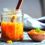 Mango chutney pairs well with sweet or savory dishes. Stock photo