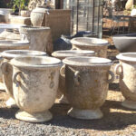 Giant limestone planters are featured at Comman Goods on State Street in Carlsbad. Photo by Jano Nightingale