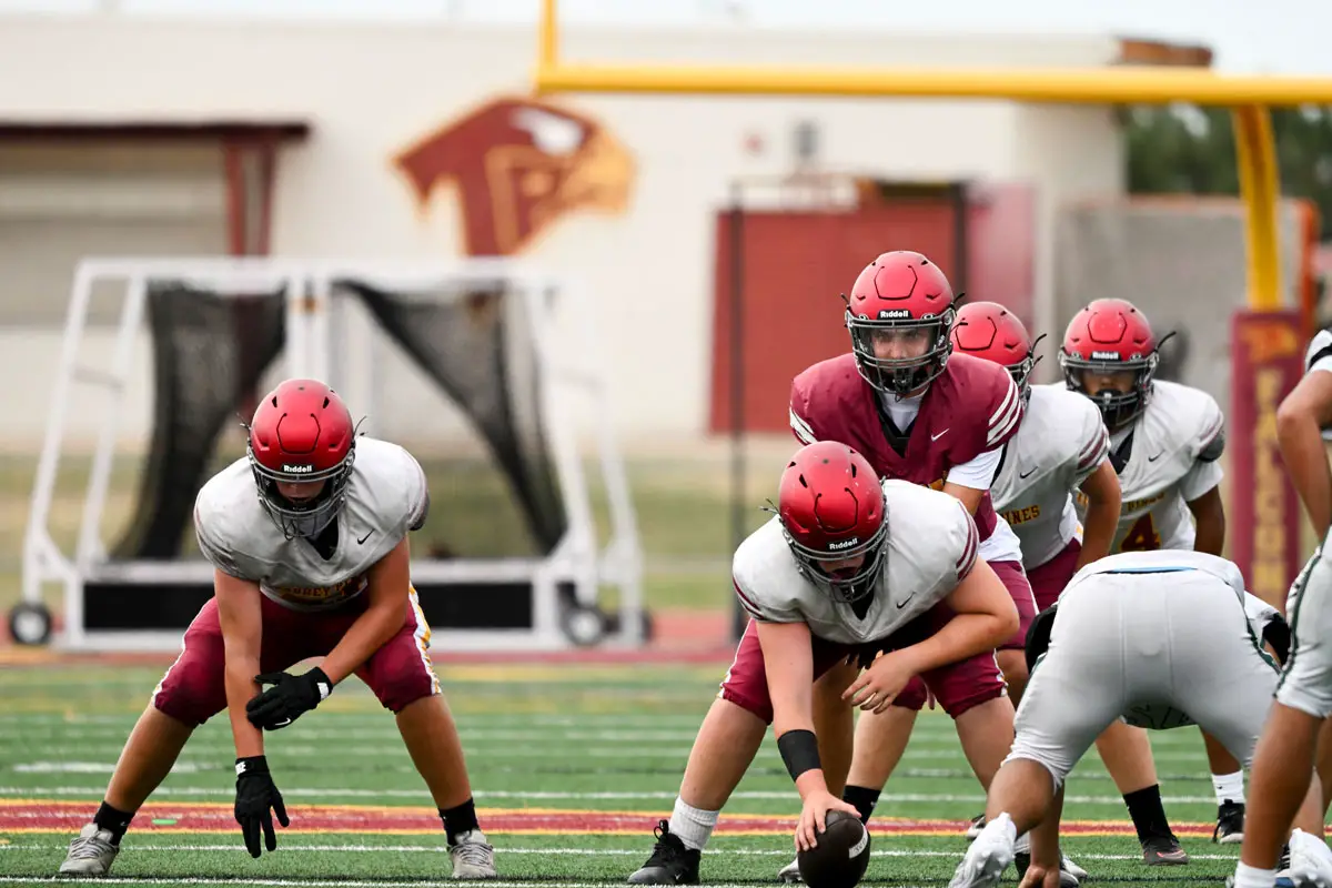 Torrey Pines and Oceanside high school football players compete during a summer scrimmage ahead of the 2026 season. Photo by Jacob Lang