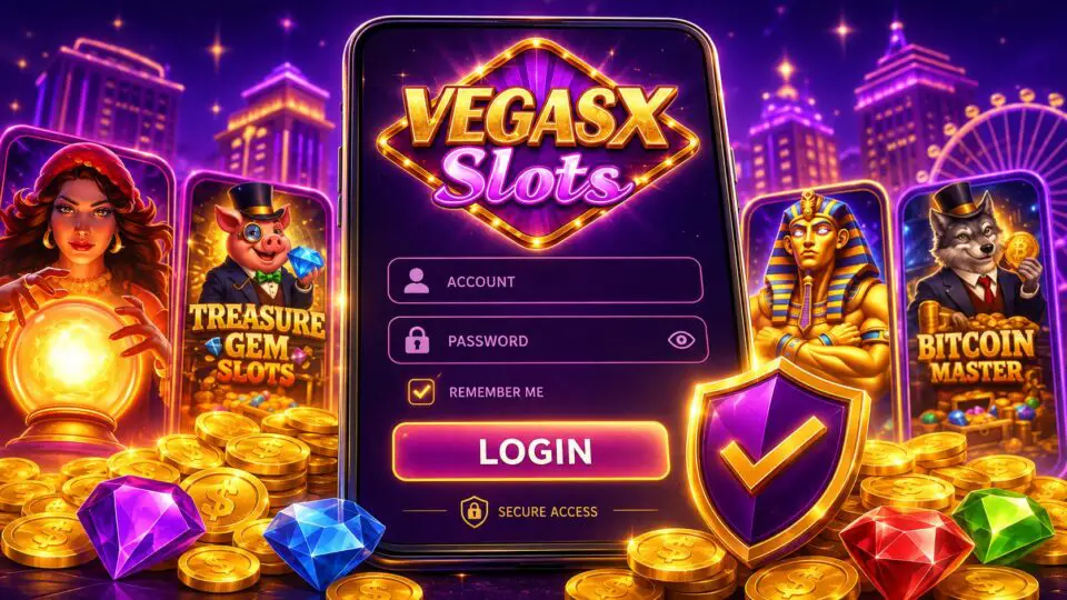 Mobile login screen representing Vegas X online casino access
