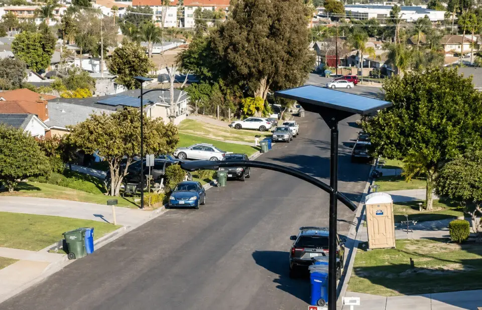 A solar-powered streetlight in a District 3 neighborhood in Vista. Courtesy photo/City of Vista