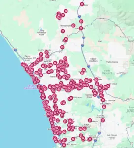 Map of Coast News Drop locations as of September 18, 2026