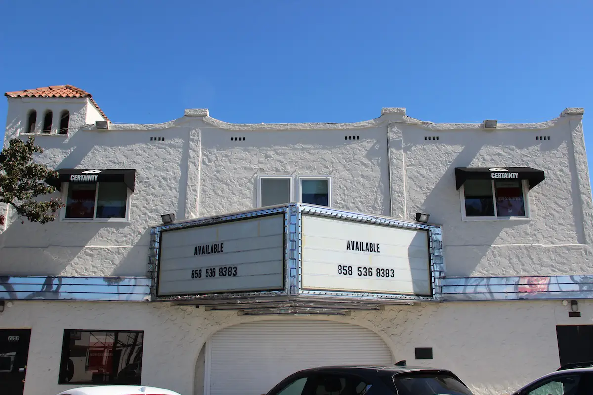 Carlsbad Theatre facade. Photo by Cameron Adams