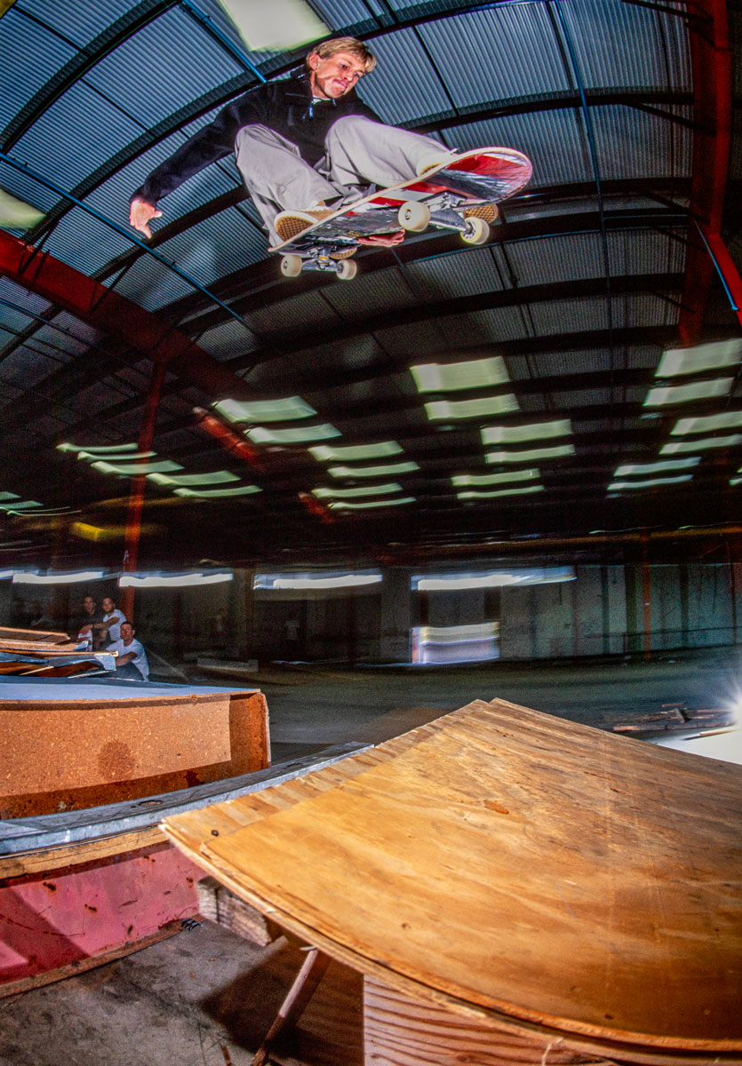 Micah Mattson skates at a greenhouse in his hometown of Encinitas. Skateboarding helped forge friendships that carried into his musical career with Kut U Up. Photo by J. Grant Brittain