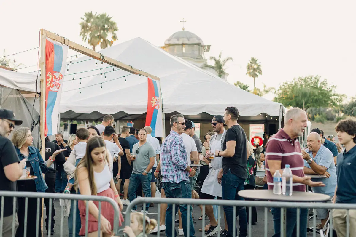 Visitors wait to buy traditional Serbian food to go at a previous Serb Fest in San Marcos. Photo courtesy St. Petka Serbian Orthodox Church