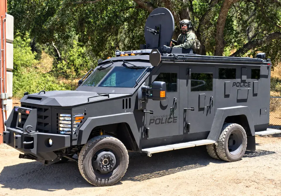 The Escondido Police Department's military-grade equipment inventory includes armored personnel carriers. Courtesy photo/EPD