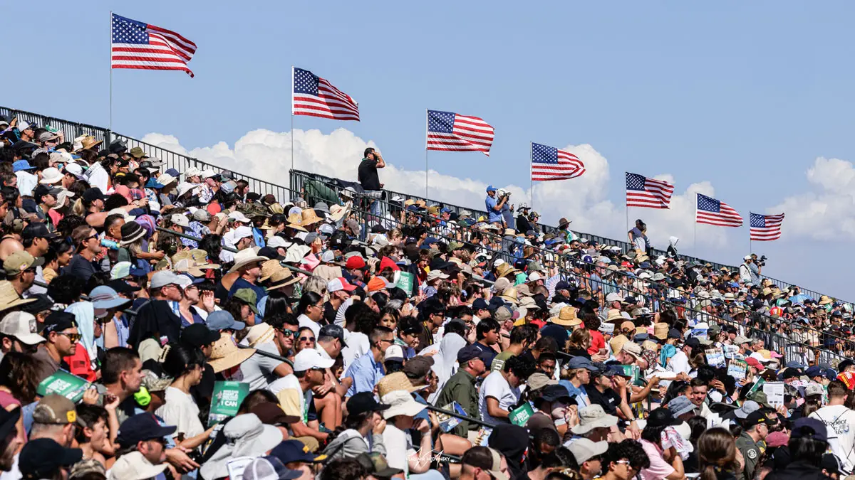 Spectators watch the aerial performances at the 2026 Miramar Air Show at Marine Corps Air Station Miramar in San Diego. Photo by Vladimir Medvinsky
