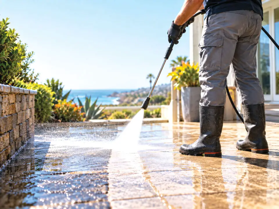 What looks worn out may simply need a deep cleaning. Professional pressure washing can transform patios, walkways and other outdoor surfaces in surprisingly dramatic ways. Photo illustration by ChatGPT