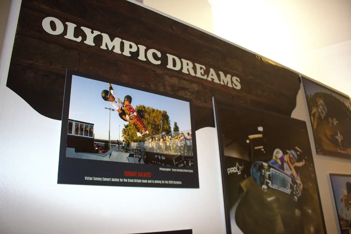 Photos and memorabilia capturing Vista’s skateboarding history and current up-and-coming skaters. File photo/Leo Place