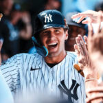 Encinitas native Spencer Jones celebrates in the New York Yankees dugout during his rookie season in the major leagues. Courtesy photo/New York Yankees