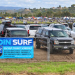Cars fill the parking area outside Surf Sports Park, formerly the Del Mar polo fields. A judge has allowed a lawsuit challenging the property’s use under a 1983 grant deed to proceed. Courtesy photo