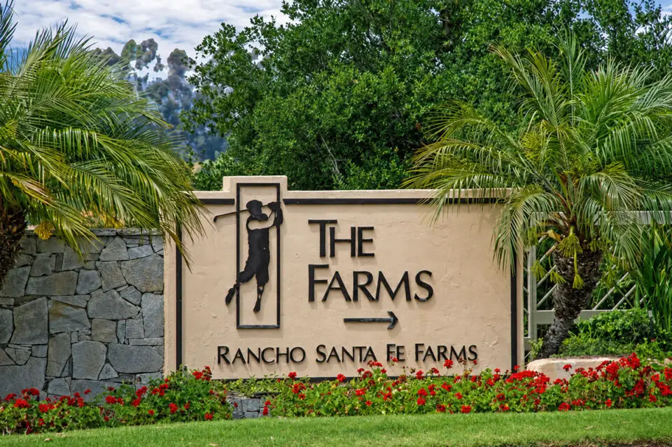 The entrance to The Farms, a gated community in Rancho Santa Fe, where deputies arrested a woman suspected of carjacking, burglary and other offenses Saturday. Courtesy photo
