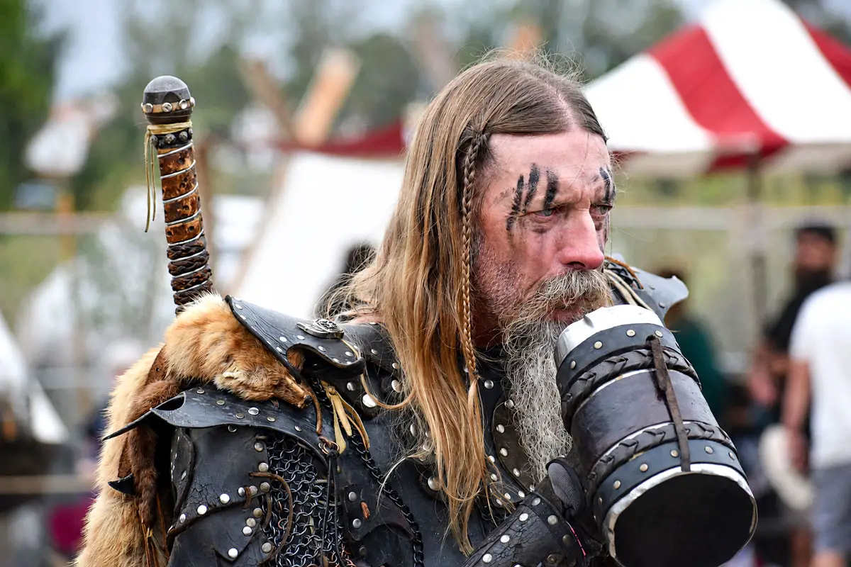A costumed participant drinks from a traditional-style mug during a previous Vista Viking Festival at the Antique Gas & Steam Engine Museum. The two-day expects to draw hundreds of visitors. File photo/Leo Place