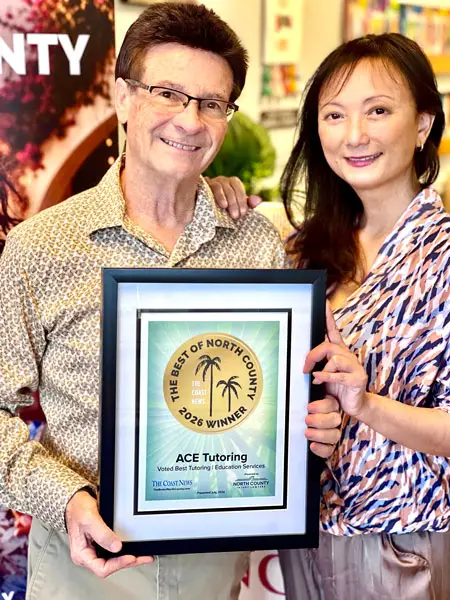 ACE Tutoring’s owners celebrate 22 years of helping North County students build academic skills and confidence, along with a 2026 Best of North County Gold award for Best Tutoring/Education Services. Photo by Chris Kydd