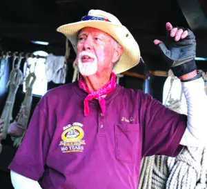 Escondido resident, marine archeologist and Maritime Museum docent Jim Cassidy regales passengers on the San Salvador with stories about the difficult lives of 16th-century sailors. Disease and hazards onboard and onshore were responsible for deaths of more than half the crew. Photo by Laurie Brindle