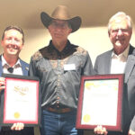 Pierre Domercq, center, was honored Sept. 16 by county Supervisor Jim Desmond, right, and the office of state Sen. Brian Jones. Courtesy photo