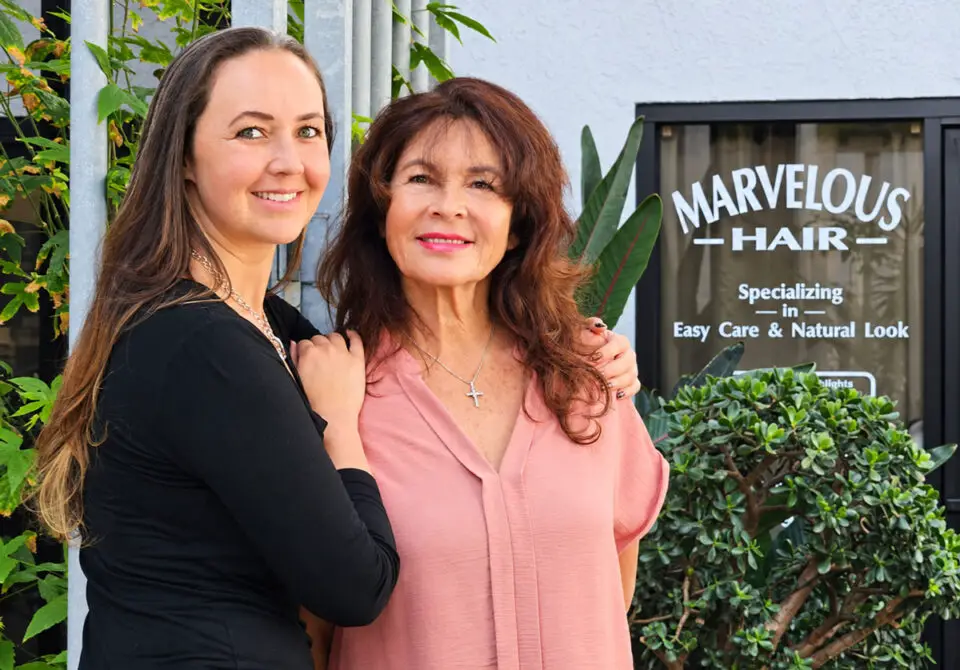 Lindy Gordon and her daughter, Amanda Nichol, celebrate 30 years of Marvelous Hair by Lindy in Leucadia. Photo by Lindy Gordon