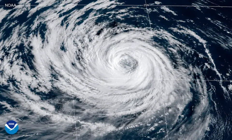 A satellite view of Tropical Storm Rachel on Oct. 9 off the Southern California coast. Courtesy photo/NOAA