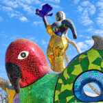 The Queen Califia sculpture stands at the center of Queen Califia’s Magical Circle, surrounded by totemic sculptures. Photo by Samantha Nelson