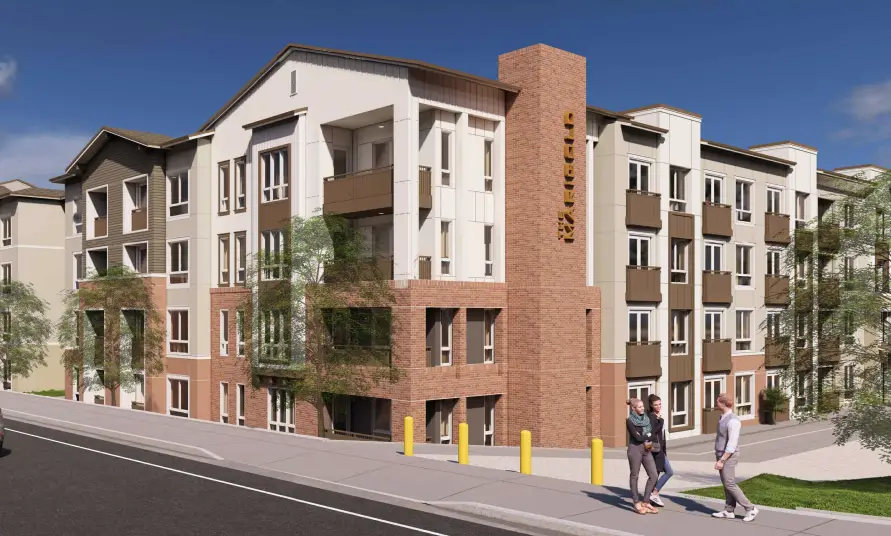 A rendering shows the proposed 320-unit Fairfield Apartments at Bressi Ranch in Carlsbad.